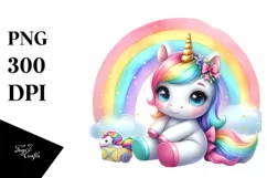 Cute Baby Unicorn Rainbow | Sublimation | Clipart Product Image 1