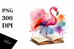 Vibrant Flamingo on Book Clipart Product Image 3