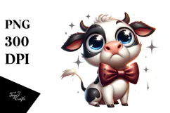 joyful Cartoon Cow with a Bow Tie, Transparent PNG Product Image 1