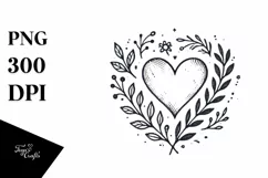 Vintage Hand-Drawn Heart, PNG Product Image 1