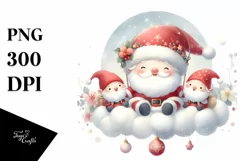 santa with Gnomes on Cloud Pastel PNG Product Image 3