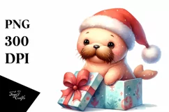 Watercolor Walrus Baby PNG Product Image 3