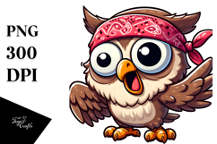 Dramatic Owl with Bandana, Transparent PNG Product Image 1