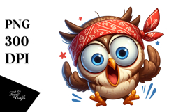 Excited Owl with Bandana, High-Res PNG Product Image 1