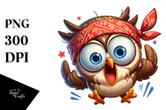 Excited Owl with Bandana, High-Res PNG Product Image 1