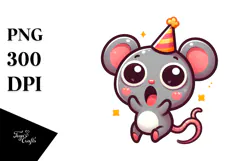 Cute Cartoon Mouse with Cross-Eyed Expression, Transparent Product Image 1
