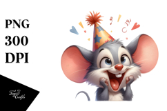 Playful Cat with Party Hat, Soft Drop Shadow PNG Product Image 1
