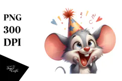 Playful Cat with Party Hat, Soft Drop Shadow PNG Product Image 1