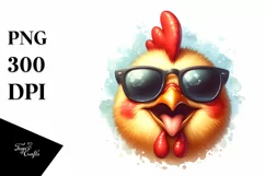 Vibrant Chicken Sunglasses Tongue | Clipart Product Image 3