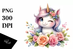 Cute Winking Baby Unicorn | Clipart Product Image 3