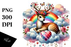 Adorned Deer Sitting on Cloud PNG Product Image 1
