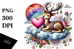 Adorned Deer Sitting on Cloud PNG Product Image 1