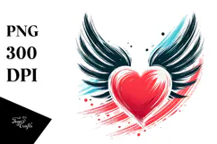 Paintbrush Style Heart with Wings PNG Product Image 1