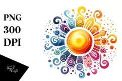 Colorful Sun Watercolor Clipart Product Image 3