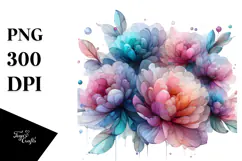 Vibrant Pastel Peonies PNG Product Image 1