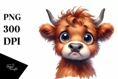 Funny Expressive Highland Cow, PNG Product Image 3