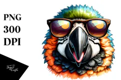 Funny Macaw with Sunglasses, Transparent PNG Product Image 1