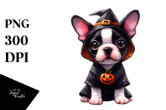 Baby Boston Terrier with Crazy Eyes, Watercolor PNG Product Image 1