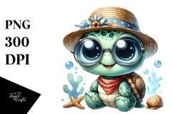 a Cute Baby Turtle in Sunglasses, Energetic PNG Product Image 1