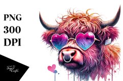 Pink Highland Cow with Sunglasses PNG Product Image 1