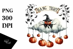 Washed Retro Halloween Cloud Pumpkins PNG Product Image 1