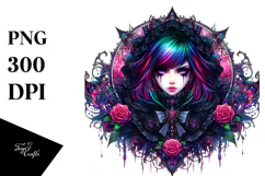 Vibrant Gothic Girl, Transparent PNG Product Image 1