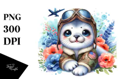 Colorful Watercolor Baby Seal Aviator Suit | Sublimation | Product Image 1