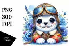 Colorful Watercolor Baby Seal Aviator Suit | Sublimation | Product Image 1