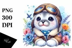 Colorful Watercolor Baby Seal Aviator Suit | Sublimation | Product Image 3