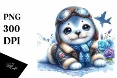 Colorful Watercolor Baby Seal Aviator Suit | Sublimation | Product Image 1