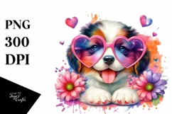 Puppy with Heart Sunglasses PNG Product Image 1