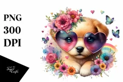 Puppy with Heart Sunglasses, PNG Product Image 1