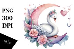 Boho Swan on Moon, Transparent PNG Product Image 1