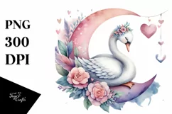 Boho Swan on Moon, Transparent PNG Product Image 1