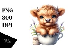 Cute Sitting Baby Highland Cow | Sublimation Clipart Product Image 3