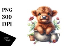 Cute Sitting Baby Highland Cow | Sublimation Clipart Product Image 3