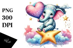 Pastel Elephant Sitting on Star PNG Product Image 1