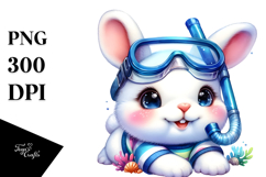 Goofy Cute Baby Bunny with Snorkel Set PNG Product Image 1