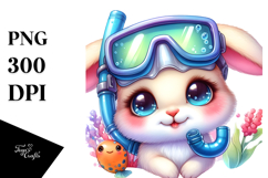 Cute Baby Bunny with Snorkel Set PNG Product Image 1