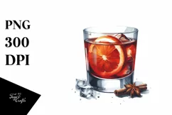 Watercolor Negroni Sticker Clipart Product Image 1
