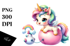 Vibrant Pumpkin Baby Unicorn | Sublimation Clipart Product Image 1