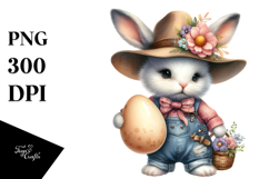 Goofy Bunny with Farm Jeans and Flower Hat on Half Moon PNG Product Image 1