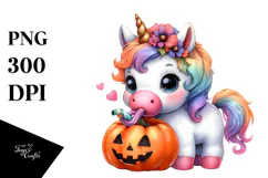 Cute Baby Unicorn Halloween Sublimation Clipart Product Image 1