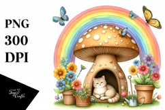 Colorful Mushroom Rainbow Bird | Sublimation Clipart Product Image 1