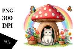 Colorful Mushroom Rainbow Bird | Sublimation Clipart Product Image 1