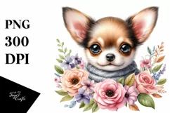 Cute Chihuahua Sitting in Floral Frame | Clipart Product Image 3