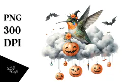 Hummingbird in Halloween Theme, PNG Product Image 1