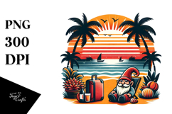 Retro Tropical Gnome Sunset 20 oz Tumbler PNG Product Image 1