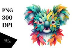 Vibrant Koala with Flowers PNG Product Image 1