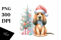 Pastel Bloodhound with Christmas Decor, High-Res PNG Product Image 1